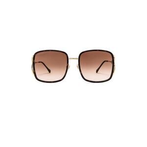 Gucci 'Horsebit' Brown Acetate & Metal Hinge Square Sunglasses Size OS